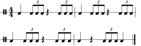 Rythmes binaires, leçon n°10, les triolets, exercices n°4