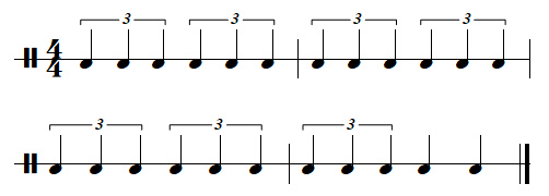 Rythmes binaires, leçon n°10, les triolets, exercices n°8