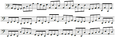 Exercices de lecture de notes en clef de FA en croches (C2-E4) pour violoncelle Exercices de lecture de notes en clef de FA en croches (C2-E4) pour violoncelle