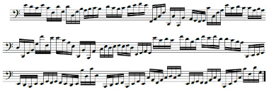 Exercices de lecture de notes en clef de FA en doubles-croches (C2-F4) pour violoncelle Exercices de lecture de notes en clef de FA en doubles-croches (C2-F4) pour violoncelle
