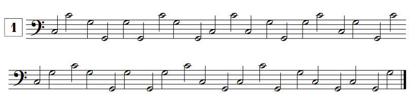 exercice de lecture de notes avec les notes repères en clef de FA