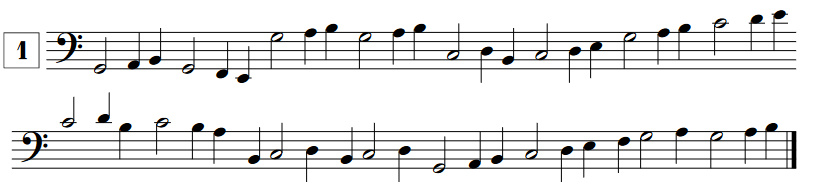 lire les notes en clef de FA à partir des notes repères en clef de FA