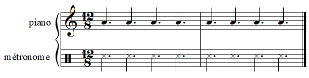 Exemple de mesure à 12/8 (au piano avec un métronome)