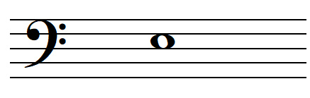 Note MI en clé de FA 4