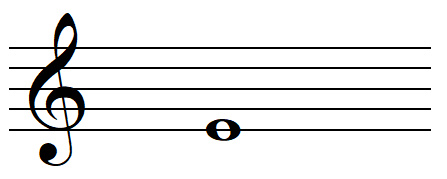 note MI en clef de SOL