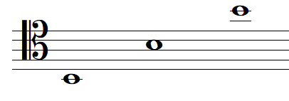 note de musique SI en clef d'UT 4