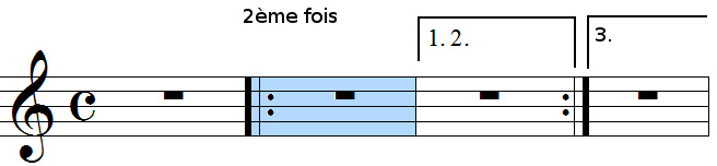 barres de reprise avec cadre 1, 2 et 3