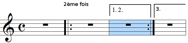 barres de reprise avec cadre 1, 2 et 3