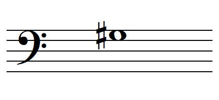 La note SOL dièse en clef de FA