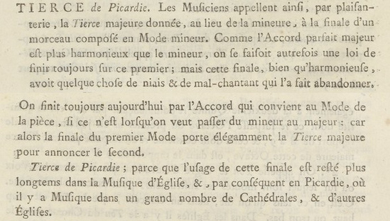 Définition de la tierce de Picardie par Jean Jacques Rousseau