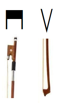 symboles tirer et pousser au violon