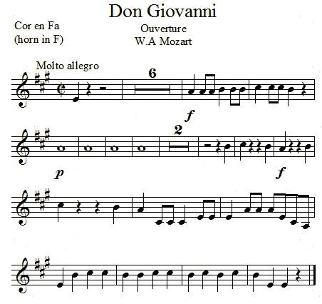 Don Giovanni de Mozart, transposé pour le cor en FA Don Giovanni de Mozart, transposé pour le cor en FA