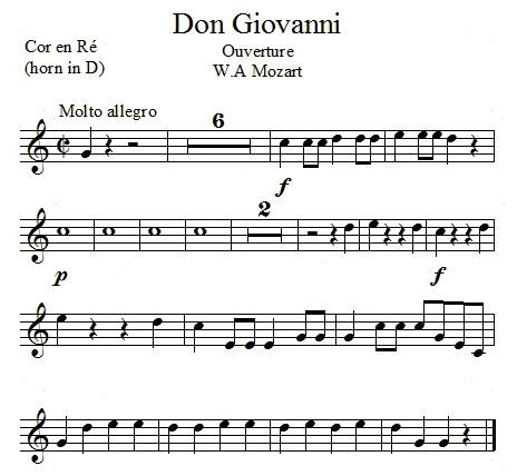 Don Giovanni de Mozart, cor en RÉ Don Giovanni de Mozart, cor en RÉ