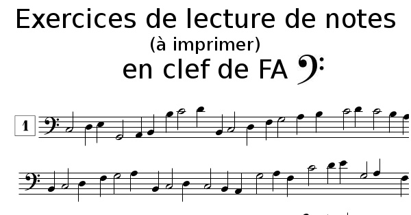 Lecture de notes en clef de FA à imprimer
